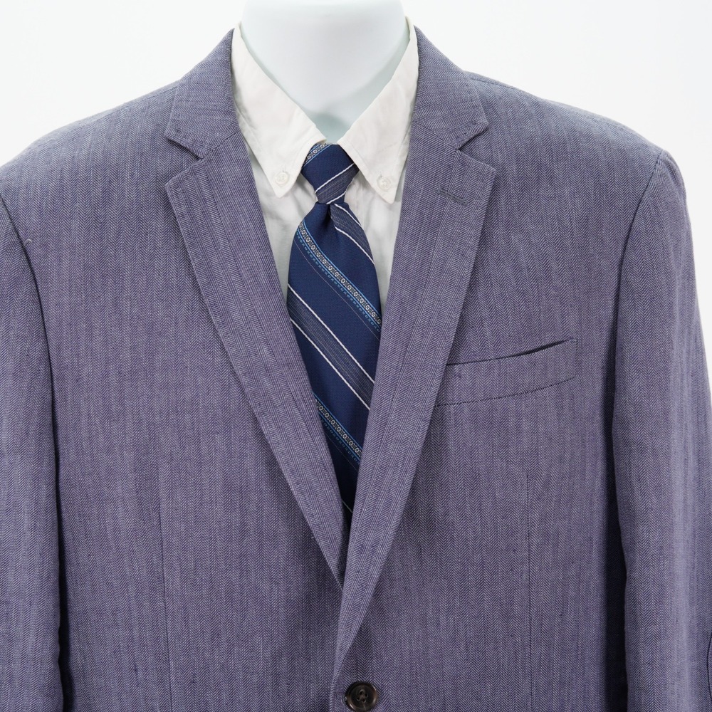 Joseph Abboud Blue Herringbone Cotton Linen Sport Coat 42S Unconstructed Blazer